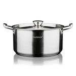 Coobinox® Baron Full Stainless Steel Large Stockpot 26cm(CO-12-05) Deep Casserole 3-Ply Capsule Base Induction Compatible High Capacity for bone broth.